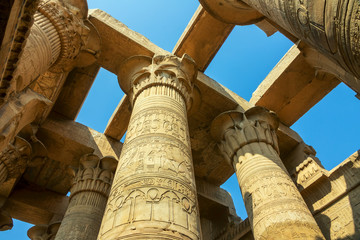 Ancient pillars with hieroglyphics in Egypt