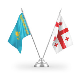 Georgia and Kazakhstan table flags isolated on white 3D rendering