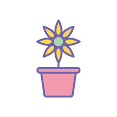 Isolated flower inside pot line and fill style icon vector design