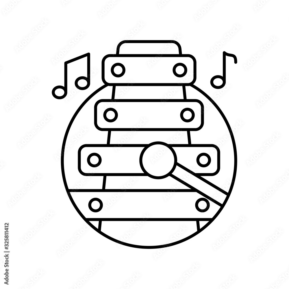 Poster xylophone in circle icon. simple line, outline vector elements of musical instrument icons for ui an