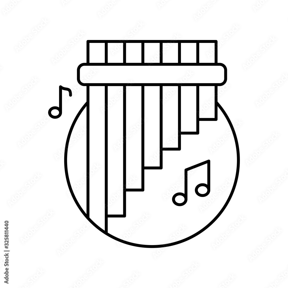 Poster flute in circle icon. simple line, outline vector elements of musical instrument icons for ui and ux