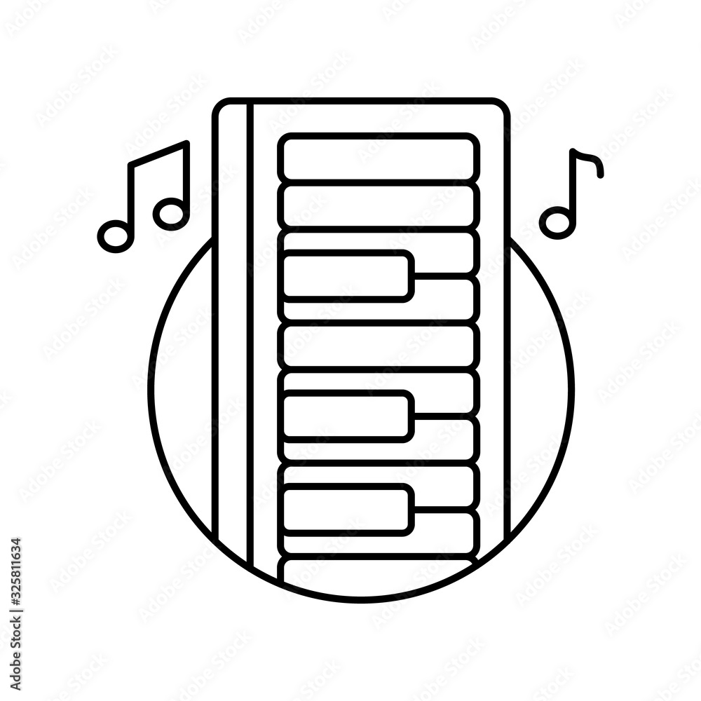 Aufkleber piano in circle icon. simple line, outline vector elements of musical instrument icons for ui and ux
