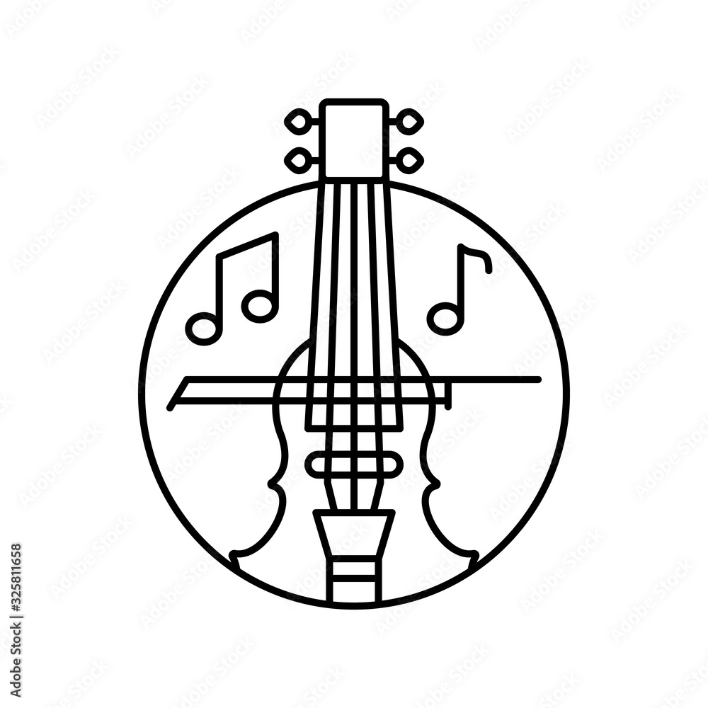 Poster violin in circle icon. simple line, outline vector elements of musical instrument icons for ui and u