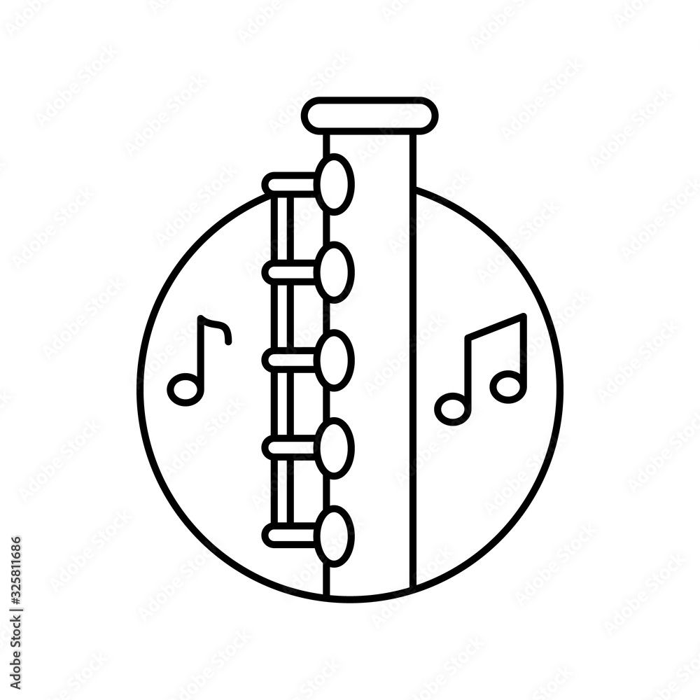 Poster flute in circle icon. simple line, outline vector elements of musical instrument icons for ui and ux