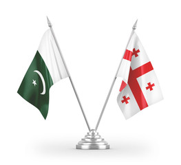 Georgia and Pakistan table flags isolated on white 3D rendering