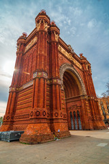 Spain, Catalonia, Barcelona - 10 february 2020: Arc de Triomf or Arco de Triunfo in Spanish -...