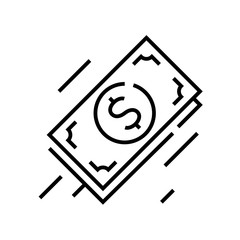 Dollars line icon, concept sign, outline vector illustration, linear symbol.