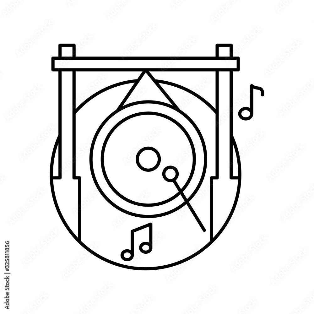 Poster gong in circle icon. simple line, outline vector elements of musical instrument icons for ui and ux,