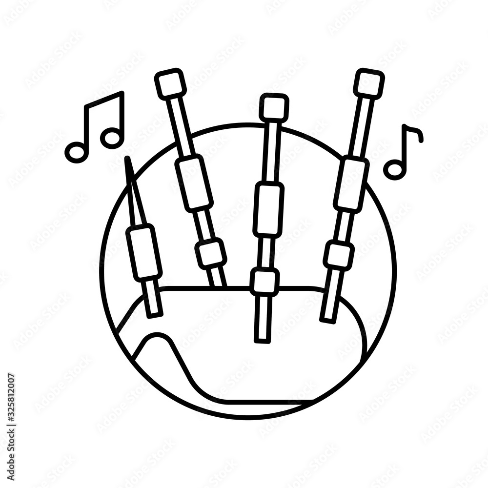 Poster bagpipes in circle icon. simple line, outline vector elements of musical instrument icons for ui and