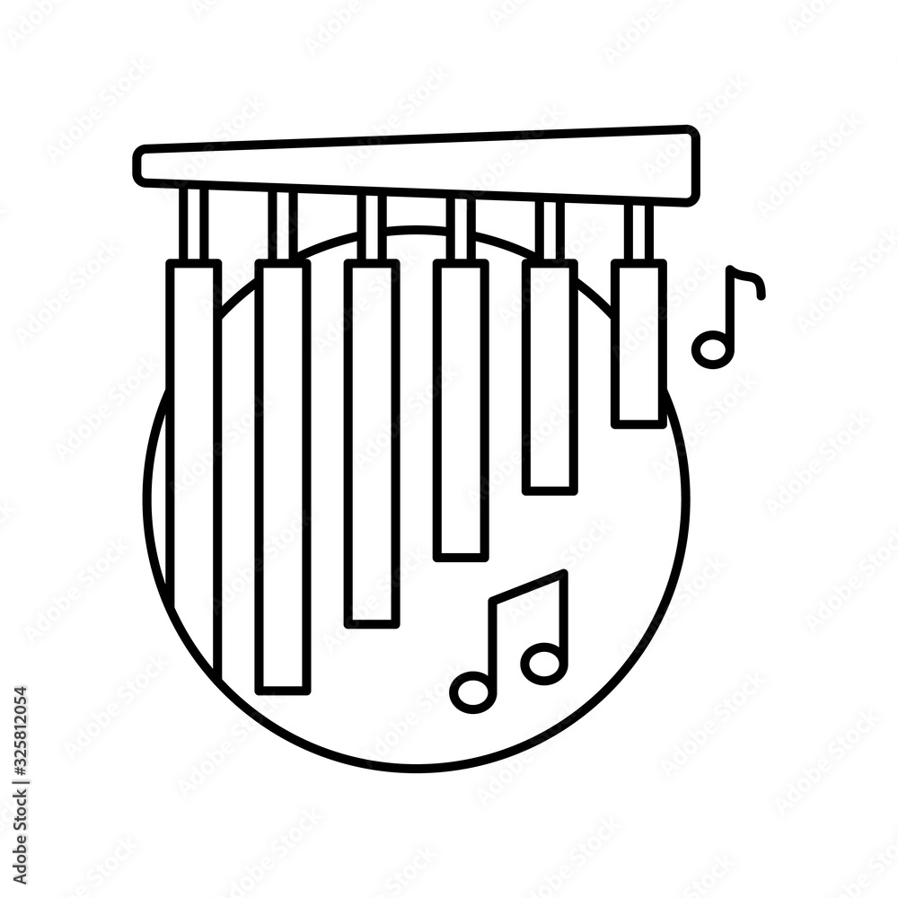 Poster chimes in circle icon. simple line, outline vector elements of musical instrument icons for ui and u