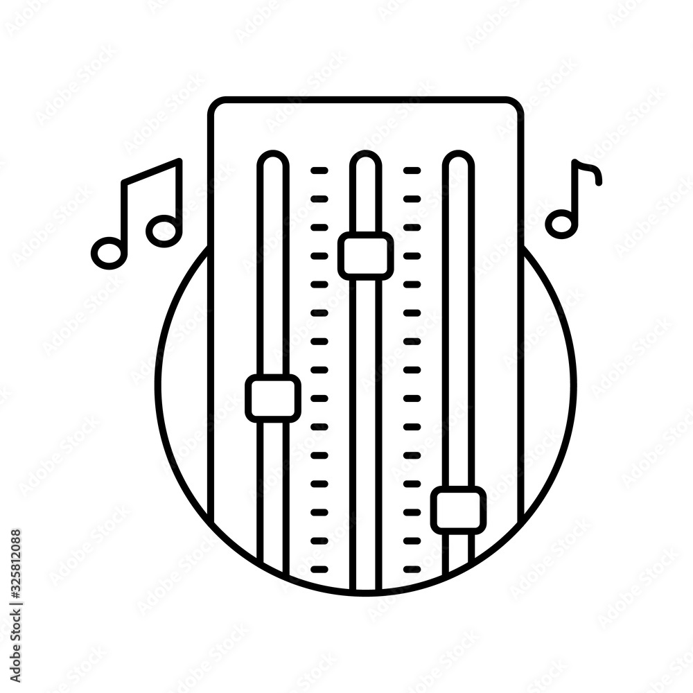 Poster mixer in circle icon. simple line, outline vector elements of musical instrument icons for ui and ux