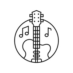 Electric guitar in circle icon. Simple line, outline vector elements of musical instrument icons for ui and ux, website or mobile application