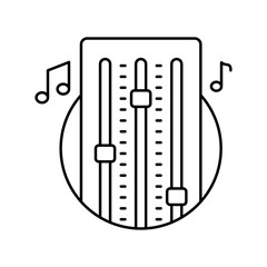 Mixer in circle icon. Simple line, outline vector elements of musical instrument icons for ui and ux, website or mobile application