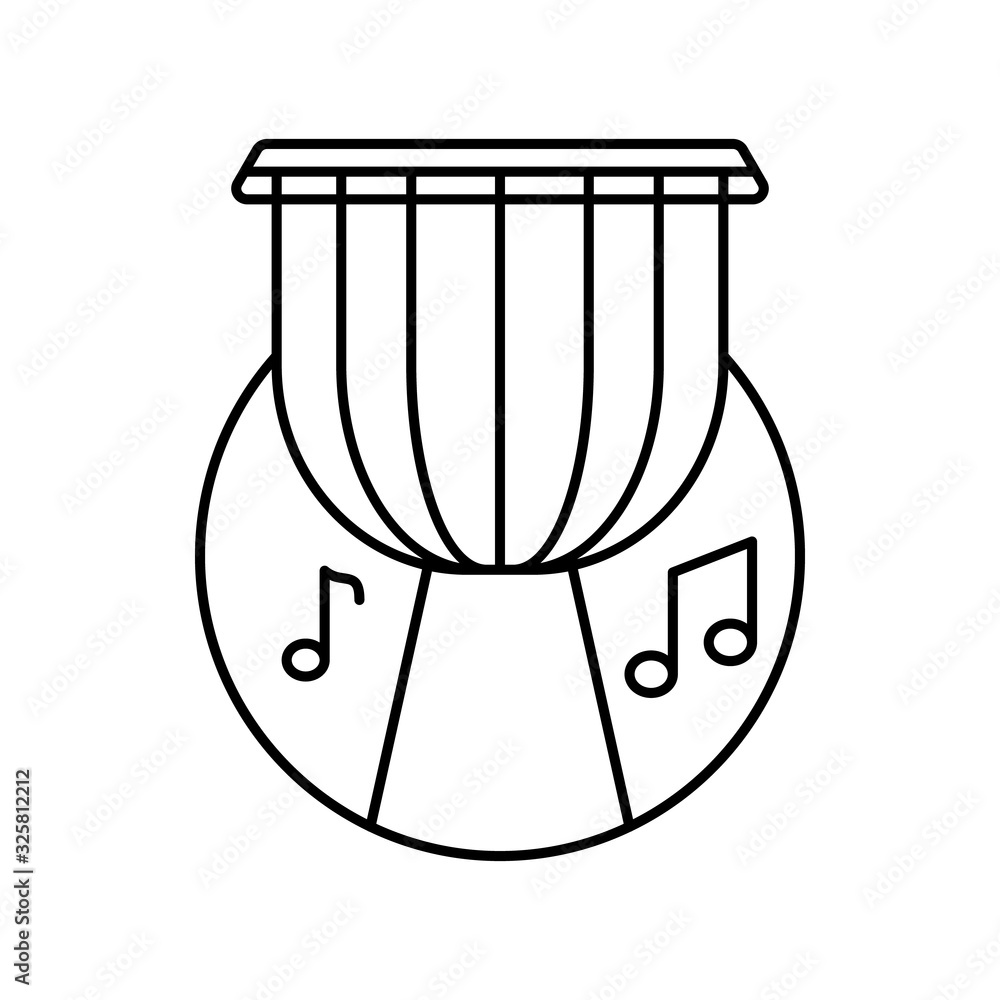 Poster drum in circle icon. simple line, outline vector elements of musical instrument icons for ui and ux,
