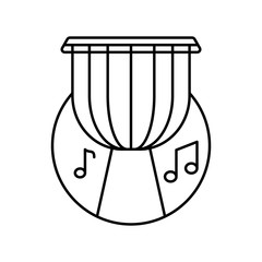 Drum in circle icon. Simple line, outline vector elements of musical instrument icons for ui and ux, website or mobile application