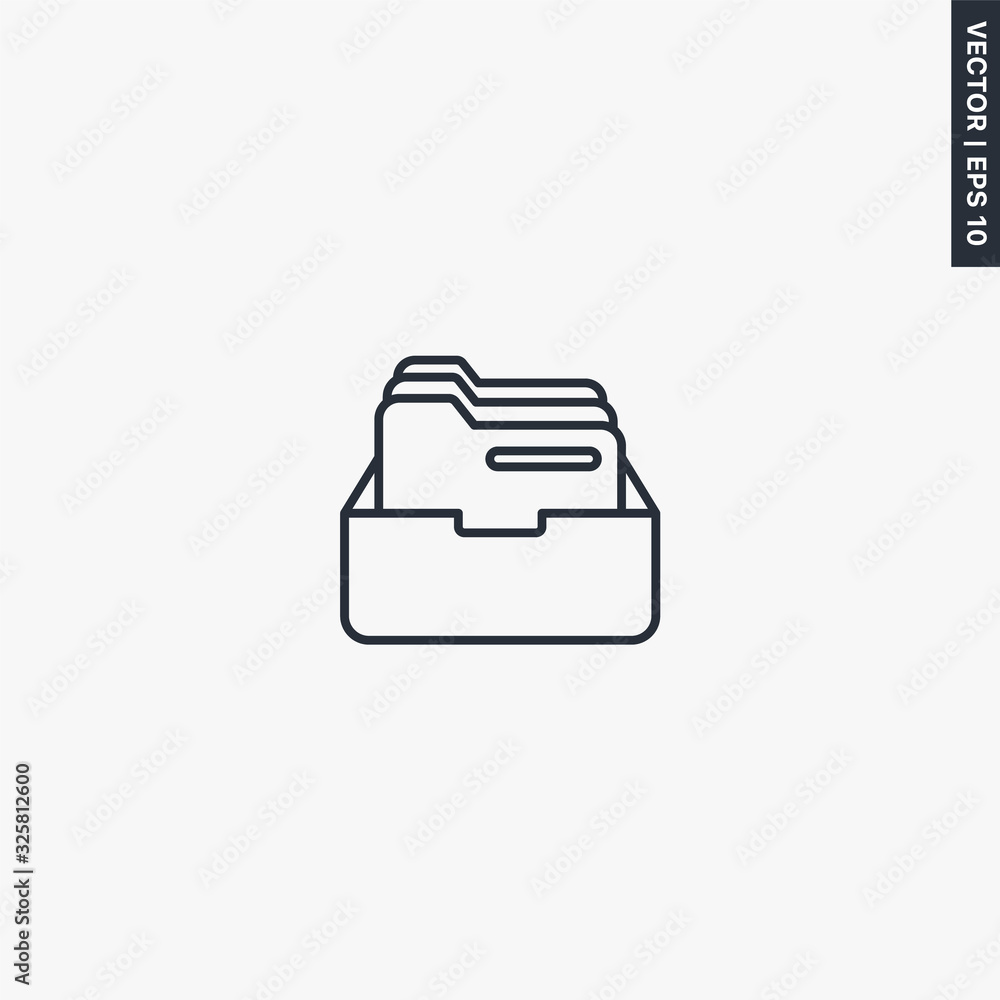 Poster archive storage, linear style sign for mobile concept and web design