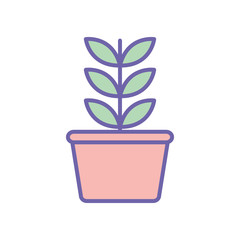 Isolated plant inside pot line and fill style icon vector design