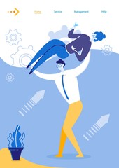 Fototapeta premium Corporate Party for Company Employees Landing Page Flat Cartoon Vector Illustration. People Celebrate Signing Contract. Man Holding Girl with Glass Cocktail in his Hands. Successful Event.