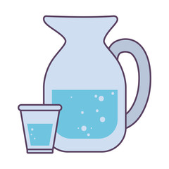 Isolated water jar and glass drink line and fill icon vector design