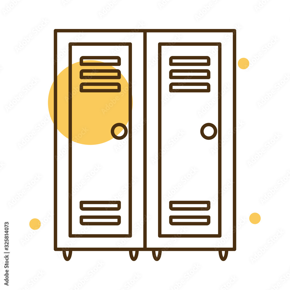 Poster isolated school lockers block and line style icon vector design