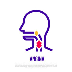Angina thin line icon. Inflammation in throat. Healthcare and medical vector illustration.