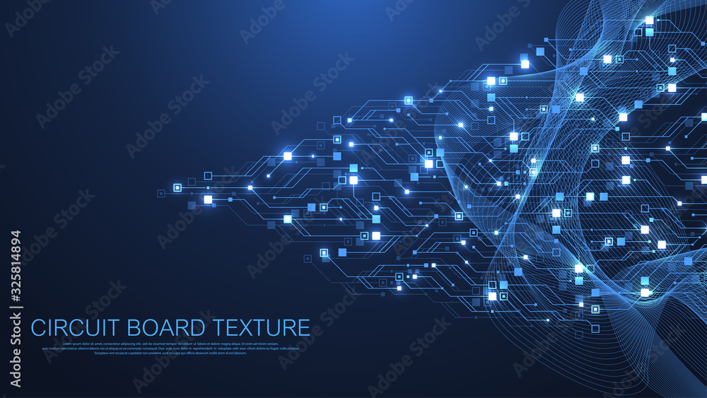 Aufkleber technology circuit board texture background. abstract circuit board banner wallpaper. digital data i