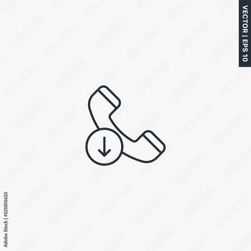 Poster outgoing calls, linear style sign for mobile concept and web design