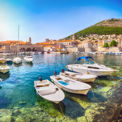 Old port of the historic town Dubrovnik. © pilat666