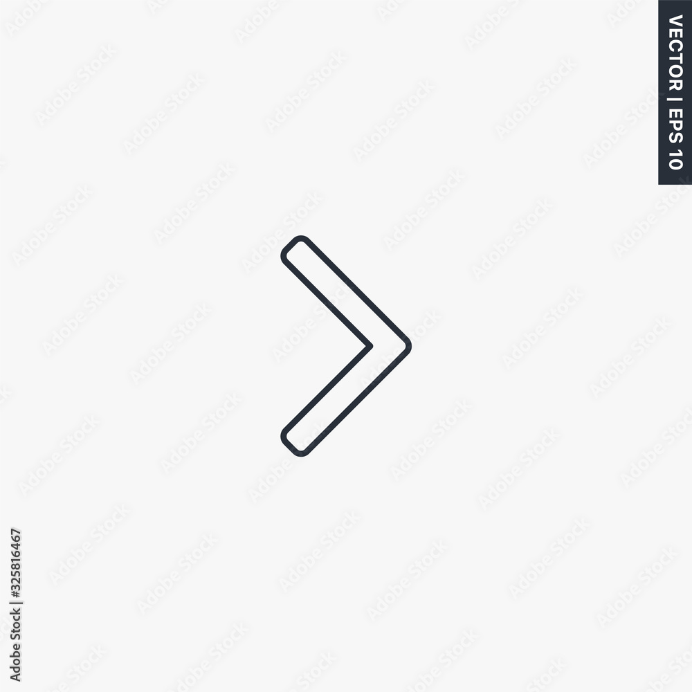Poster right arrow, linear style sign for mobile concept and web design