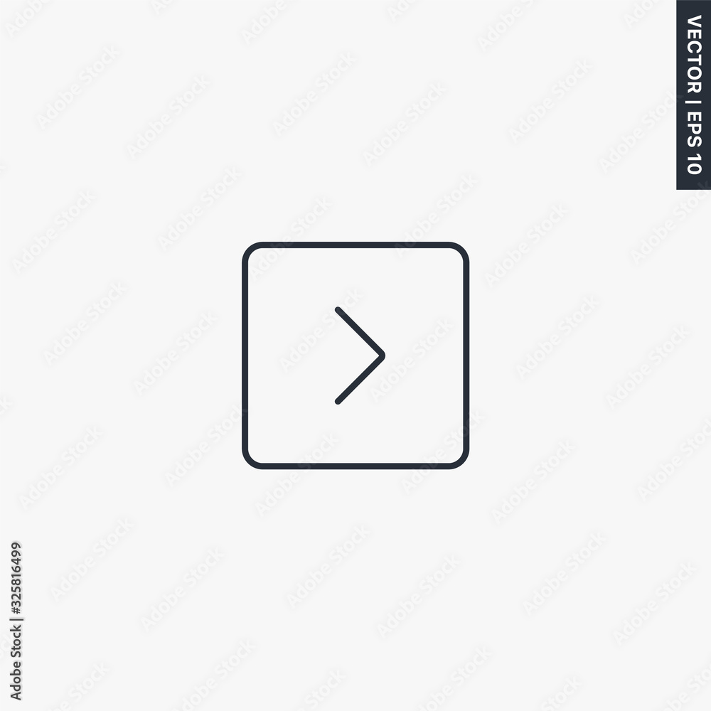 Poster right, linear style sign for mobile concept and web design