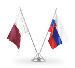 Slovakia and Qatar table flags isolated on white 3D rendering