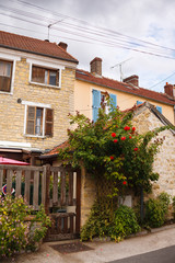 rustic French courtyard in flowers
