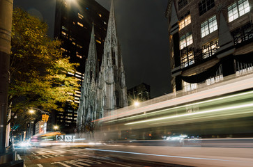 Saint Patrick's Cathedral at night, New York City