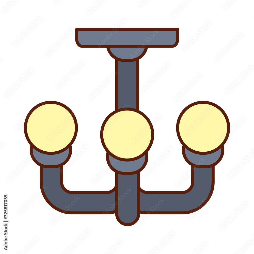 Poster isolated home lamp line and fill style icon vector design