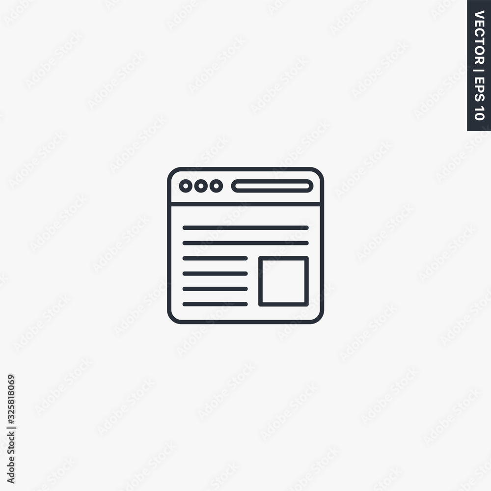 Poster web page, linear style sign for mobile concept and web design