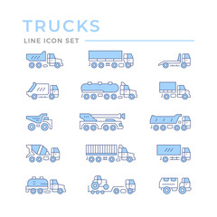 Set color line icons of trucks