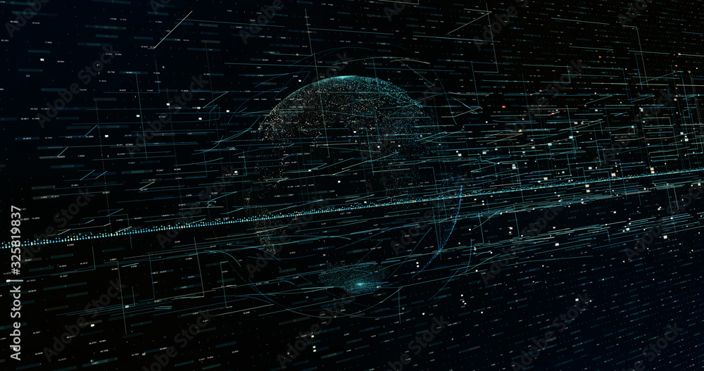 Wall mural digital space world 3d data earth background