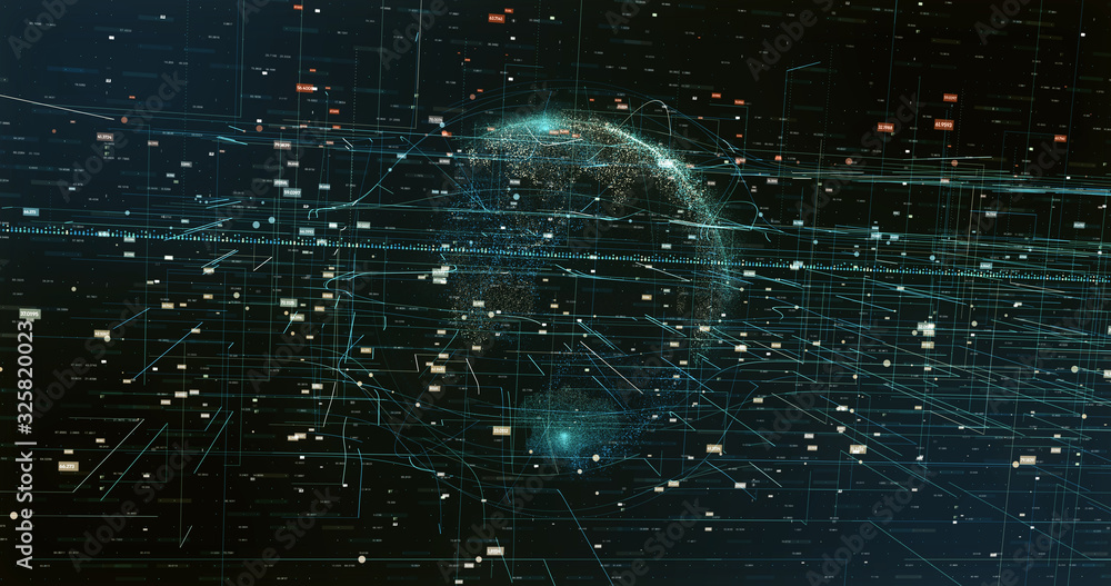 Wall mural digital space world 3d data earth background