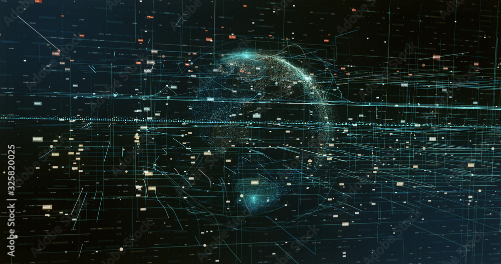 Wall mural digital space world 3d data earth background