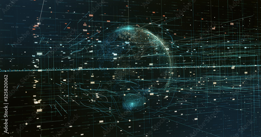 Wall mural digital space world 3d data earth background