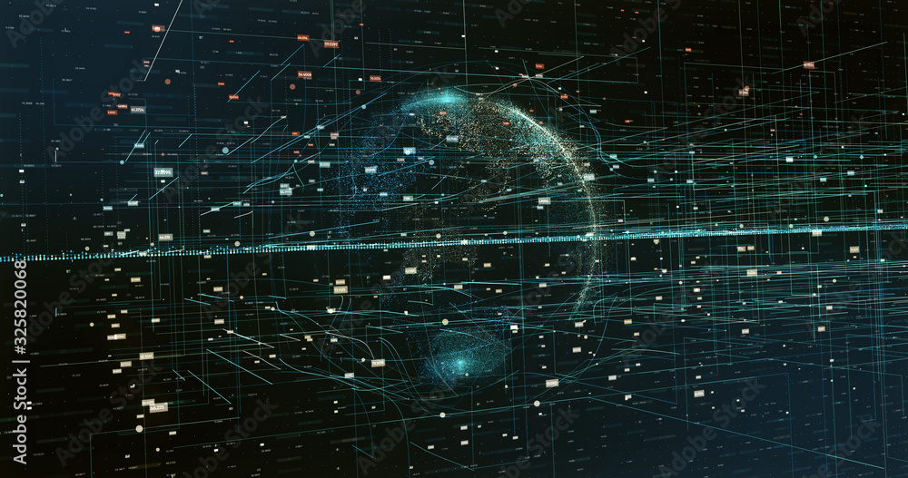 Wall mural digital space world 3d data earth background