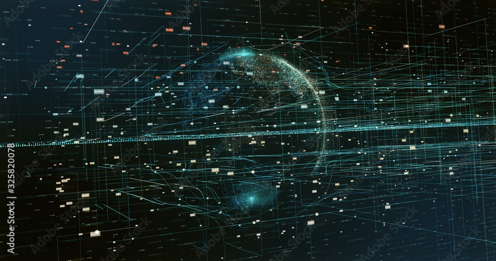 Wall mural digital space world 3d data earth background