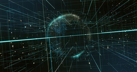Digital space world 3d data earth background
