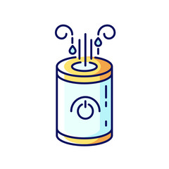Air cleaner RGB blue and yellow color icon. Household humidifier, domestic ionizer, water vaporizer, asthma prophylaxis system, healthcare domestic device. Isolated vector illustration