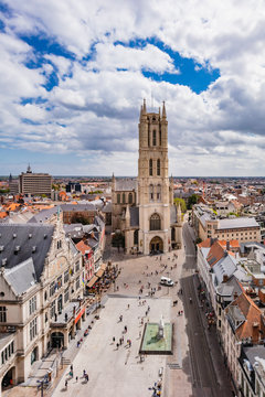 Elevated view of  Ghent Beffroi (Belfort), Belgium