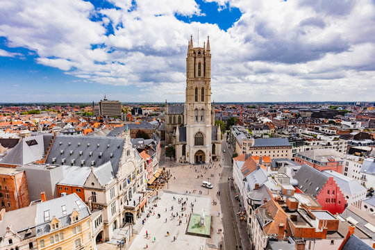 Elevated view of  Ghent Beffroi (Belfort), Belgium