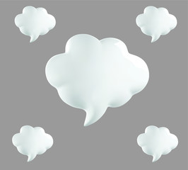 3d talking cloud, shiny cloud foam. 3d talking ballon. Cload foam illustration.