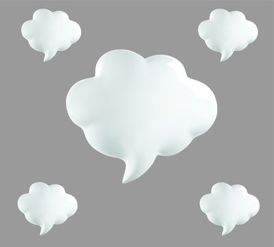 3d talking cloud, shiny cloud foam. 3d talking ballon. Cload foam illustration.