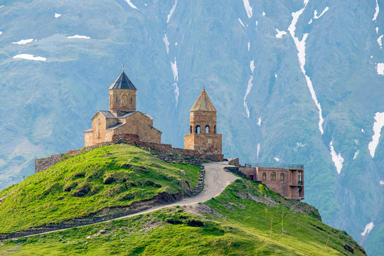 Gergeti Trinity Church, Stepantsminda, Mtskheta-Mtianeti, Georgia.