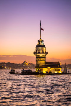 Maiden's Tower (K?&plusmn;z Kulesi) & Bosphorus from the Asian side of Istanbul, Turkey